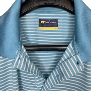 Jack Nicklaus Soft Feel Golf Polo Shirt Mens Sz L Blue White Striped Quick Dry